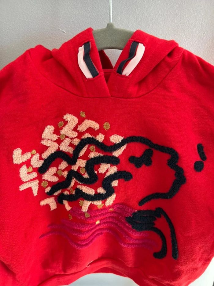 Sweat rouge à capuche / catimini - 4 ans - photo numéro 3