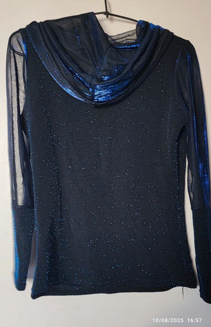 Haut à paillettes, bleu T 36 - photo numéro 2