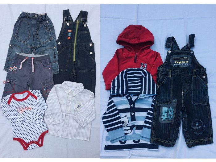 vêtements garçon 9 mois(à gauche) et 12 mois(à droite )