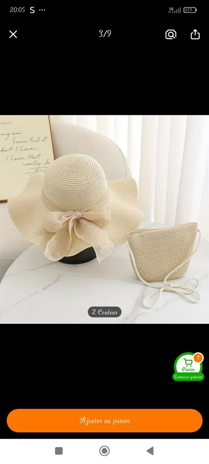 Chapeau de paille avec sac