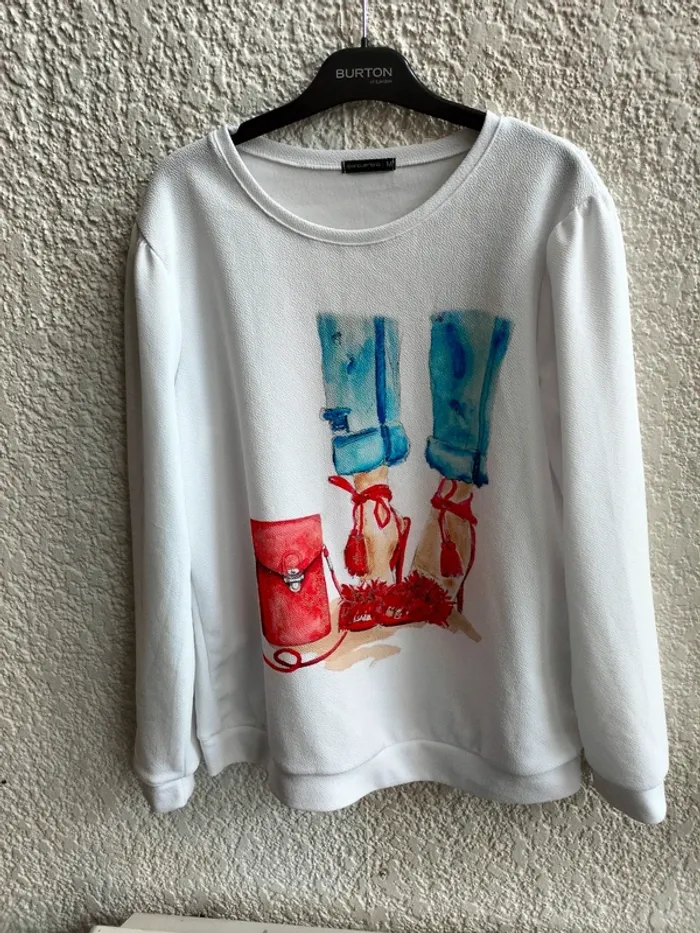 Sweat mi-saison blanc a motif TM - photo numéro 6
