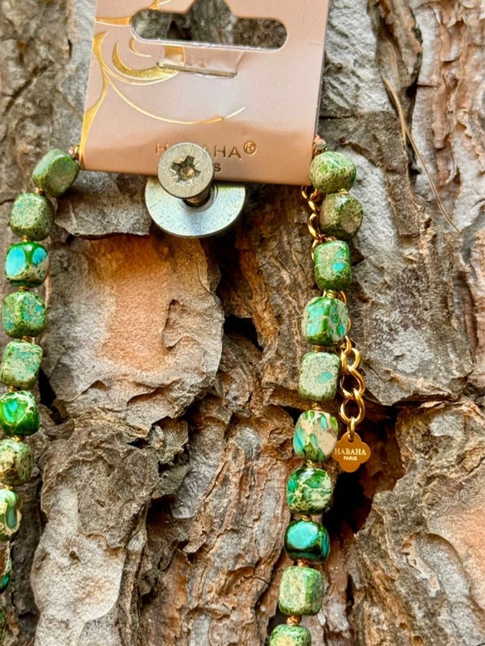 collier habaha Paris fils tissés chaîne réglable  gros pendentif lapis-lazuli Coraline  perles eu - photo numéro 6