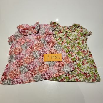 Lot de 2 robes d été fleuries en 3 mois