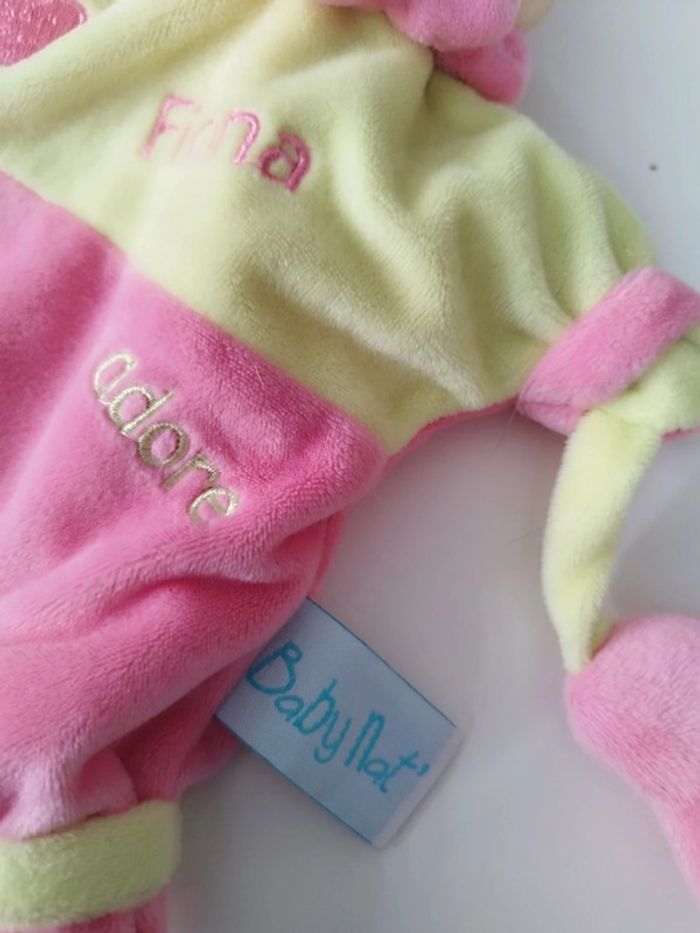 Doudou marionnette lapin rose Baby Nat - photo numéro 3