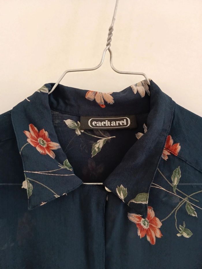 Chemise tunique cacharel voile bleu marine à fleurs - photo numéro 2