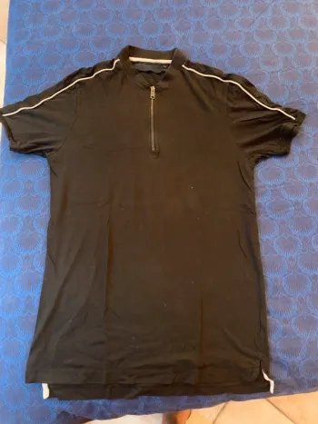 T-shirt long noir avec fermeture éclair taille L