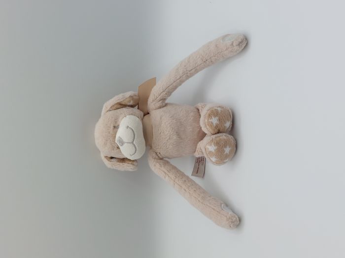 Peluche doudou chien beige blanc SUD ÉTOFFE longs bras scratch yeux gris étoiles - photo numéro 2