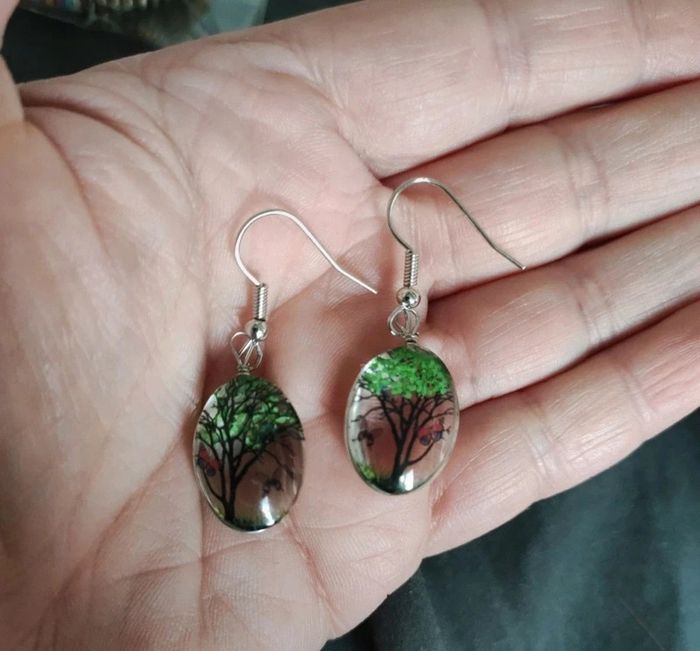 Boucles d'oreilles transparentes arbre nature - photo numéro 5