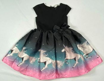 Robe noir et rose pour fillette H&M avec licornes taille 8-10 ans parfaite pour les fêtes de fin d'année