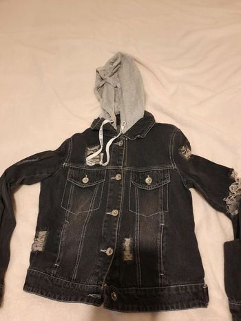 Veste en jean noir délavé