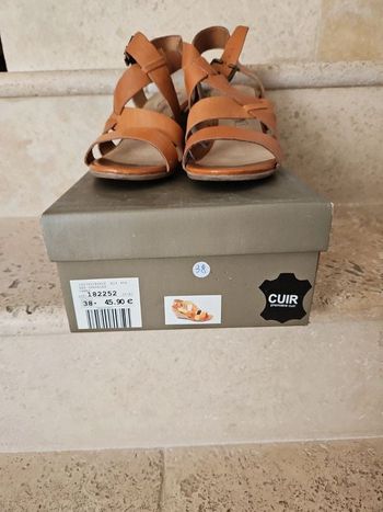 Sandales talons en cuir