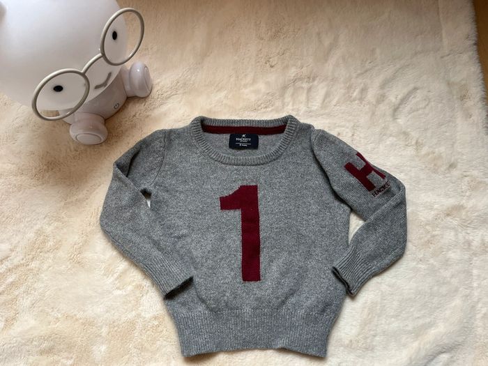 pull Hackett gris et rouge - 2 ans