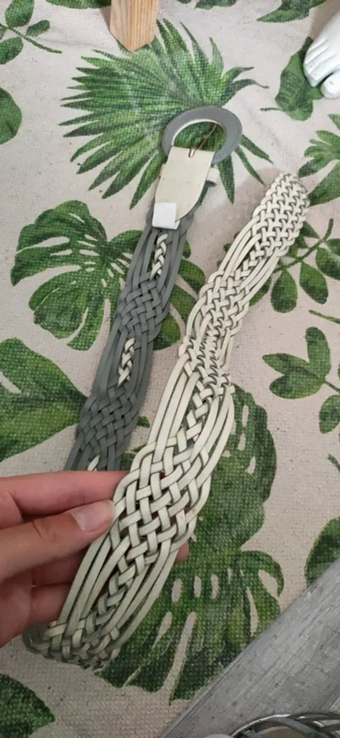 Ceinture beige/gris, entrelacée - photo numéro 2
