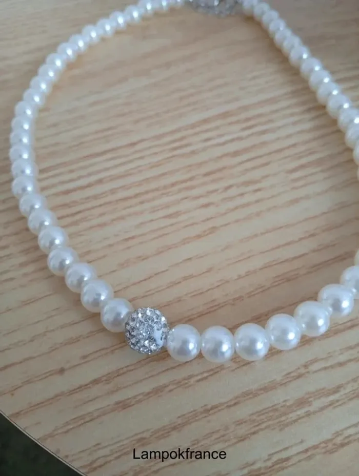 Solde 💝 Ensemble collier en perles blanches bracelet rpt boucles d'oreilles fantaisie chic classe - photo numéro 3