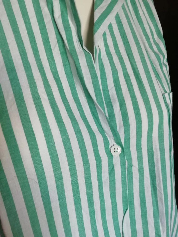 Chemise chemisier vintage rayé stripes vert green spring automne autumn - photo numéro 2
