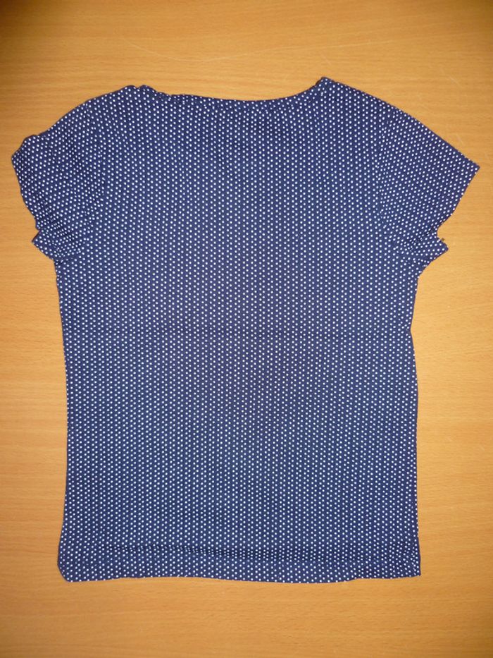 Tee-shirt manches courtes bleu marine fleurs - photo numéro 2