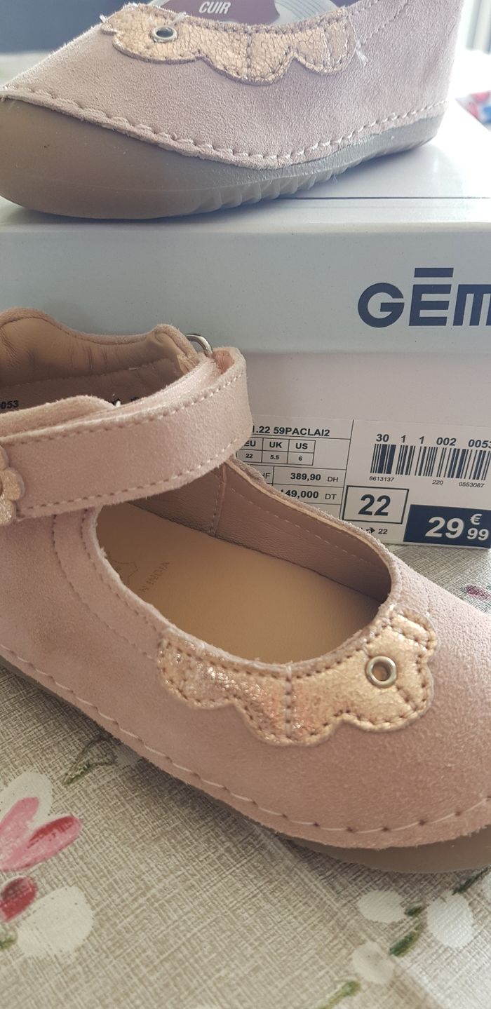Ballerine cuir rose pâle  neuve T.22 - photo numéro 2