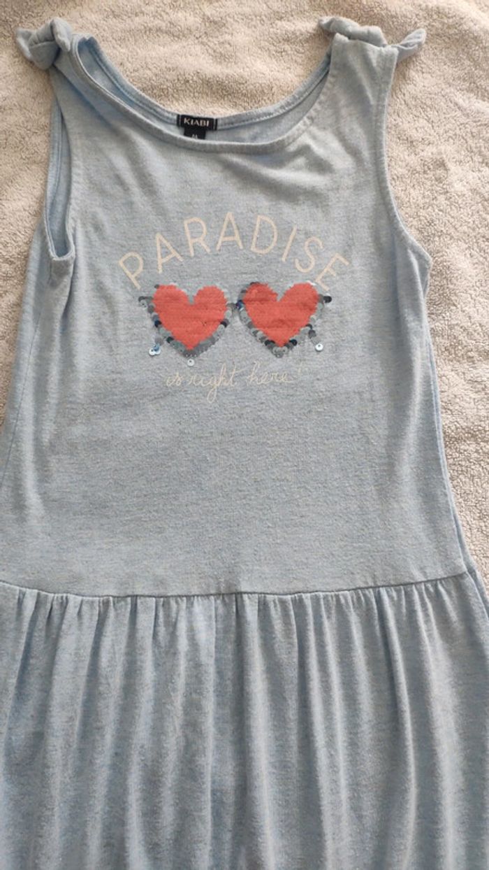 Robe bleu clair Kiabi 8 ans coeur sequins - photo numéro 2