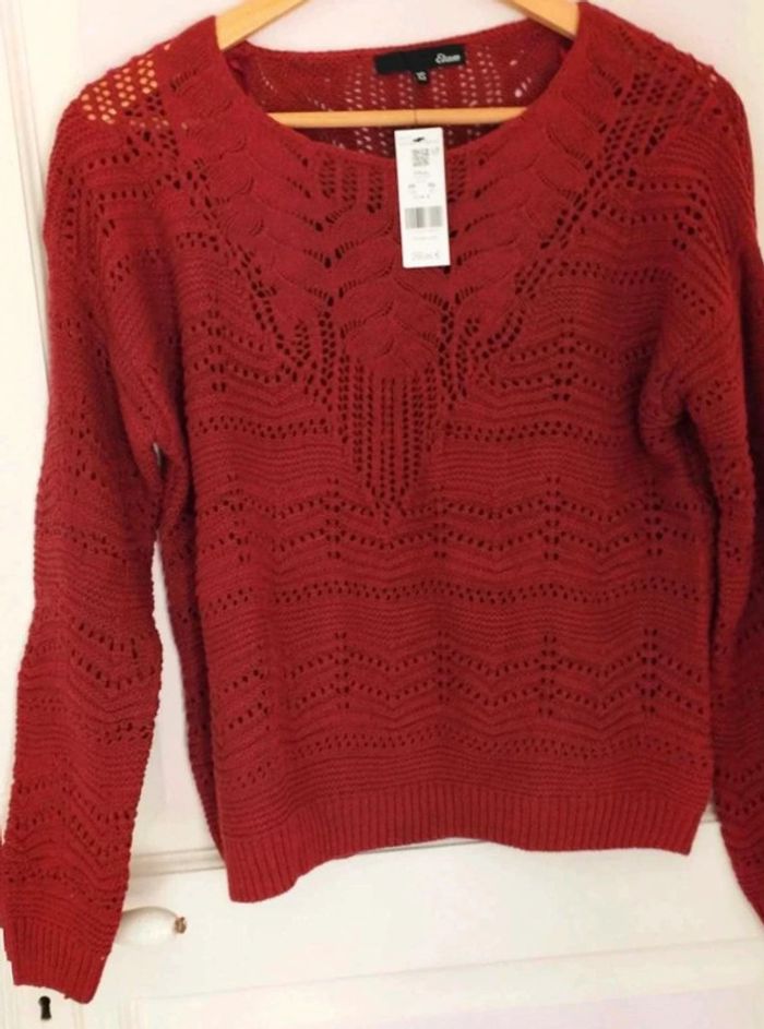 Pull ample  ajouré en maille -  Rouille  -  Etam  XS  - Neuf  étiquette - photo numéro 4