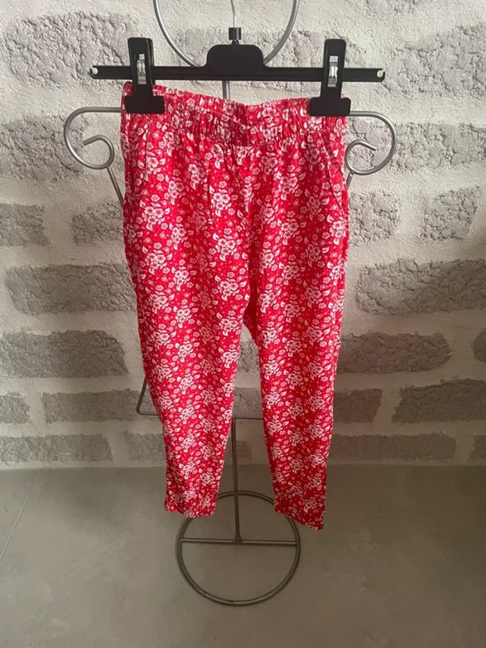 Pantalon fluide fille 6 ans rouge fleur la halle