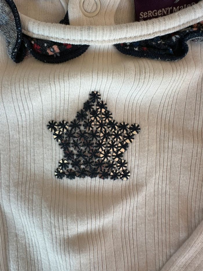 T-shirt manches longues, col fleuri, sergent, Major fille, six mois - photo numéro 2