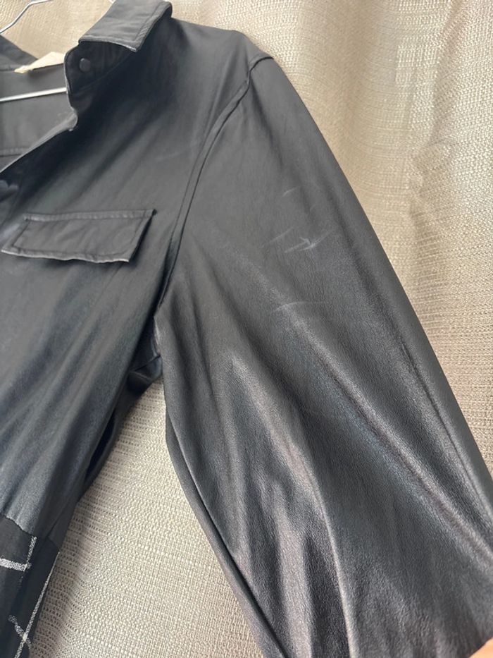 Robé bi-matière simili cuir élastique et jupe coton noir - photo numéro 5