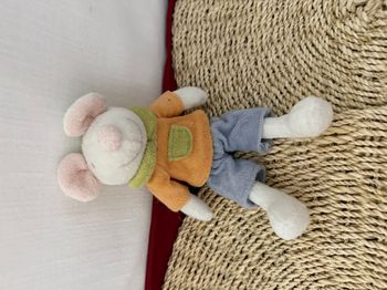 DOUDOU SOURIS PRIMATIS BLANC ORANGE VERT BLEU ROSE HABITS