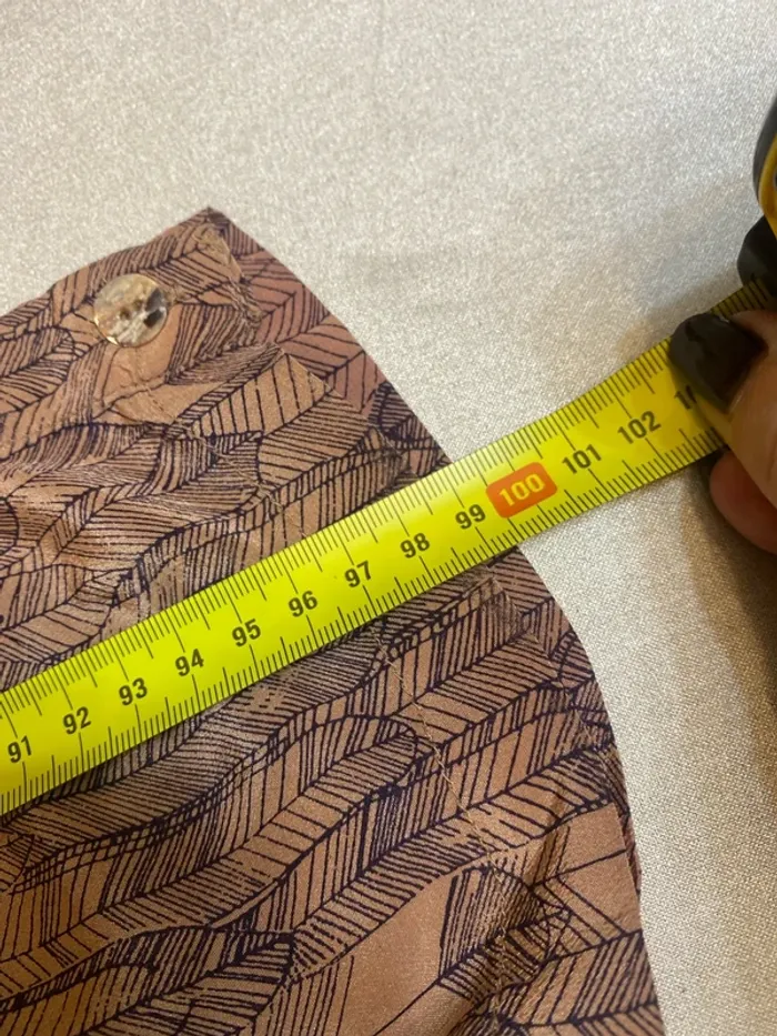 Sarouel pure soie Maje taille élastique marron avec motifs taille L = 40/42 neuf - n41p - photo numéro 7