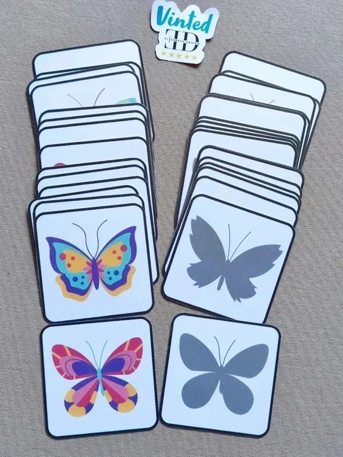 Discrimination visuelle 36 cartes images / ombres papillons - photo numéro 3