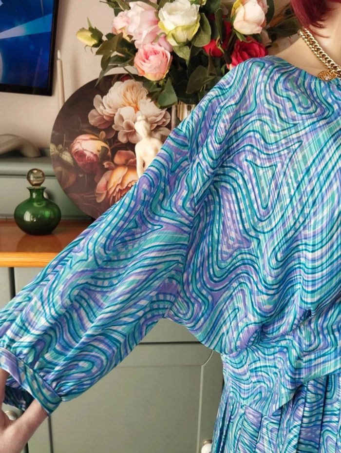 💐 Ensemble Vintage Robe & Boléro Plissés T40/42💐 - photo numéro 13