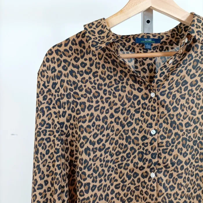 Blouse fluide léopard Kiabi Eco Conception col mao taille 42-44 A844 - photo numéro 4