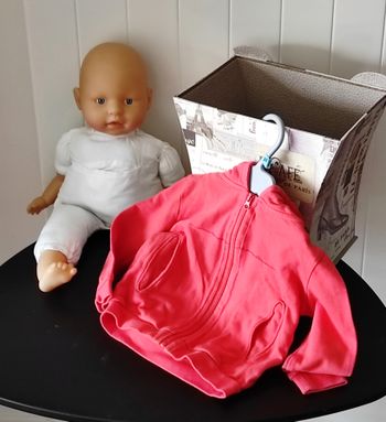 Veste zippée à capuche 12 mois – Corail foncé, mixte