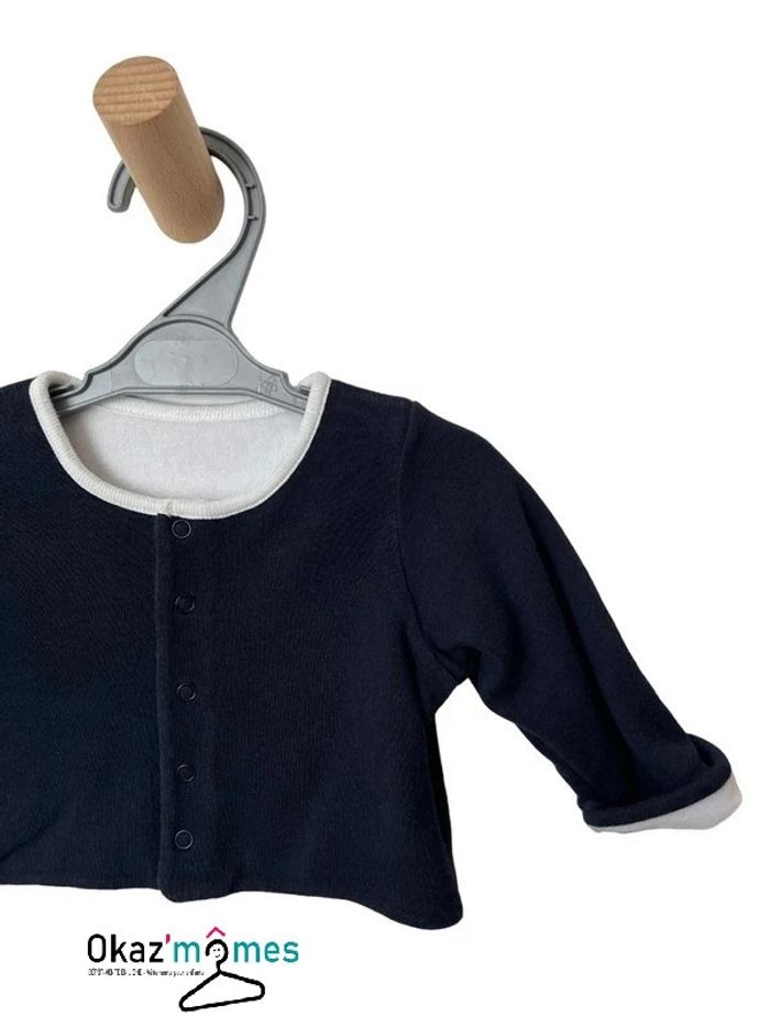 Cardigan pressionné bleu marine - Petit Bateau 1 mois (54cm) - photo numéro 3