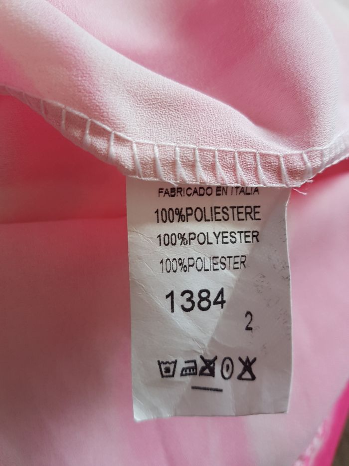 Blouse tons roses, lien à nouer au cou. Made in Italy. Taille 44, 64cm aux aisselles, 70cm de haut. - photo numéro 5