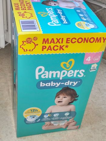 Pack maxi Pampers Baby-dry Taille 4 (9-14 Kg) 108 Couches Neuf