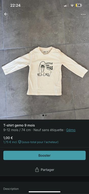 T-shirt gemo 9 mois