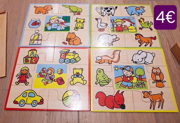 Lot 4 puzzles en bois 7 pièces