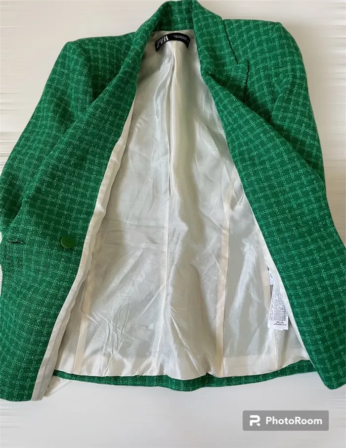 Zara Veste blazer tailleur tweed à boutonnage croisé taille S - photo numéro 11
