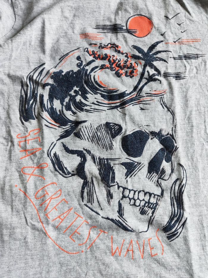 T-shirt mc gris tête de mort velours Influx 10 ans - photo numéro 4