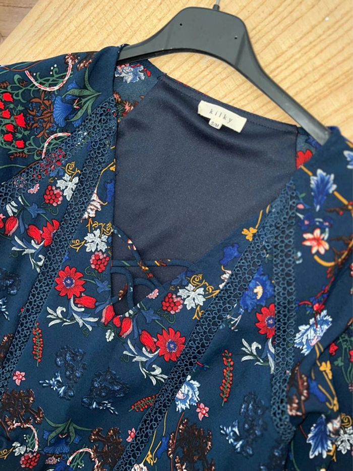 Robe femme taille 36 38 S M marque kilky fleurs voilage • - photo numéro 3