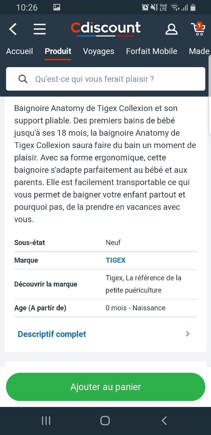 Vends baignoire bébé