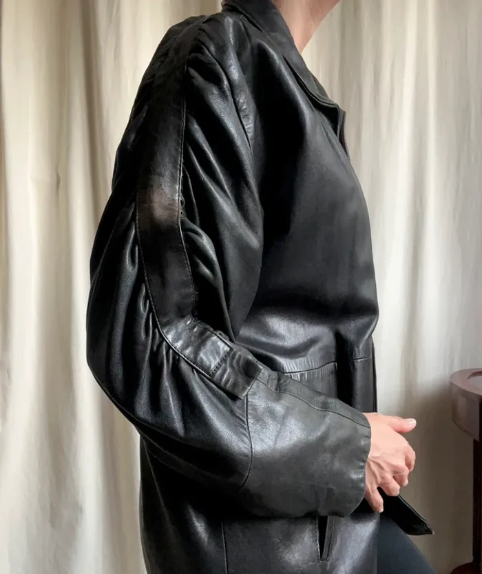 Blouson oversize cuir leather 80s Post Punk Biker vintage - Taille S/M/L/XL - photo numéro 4