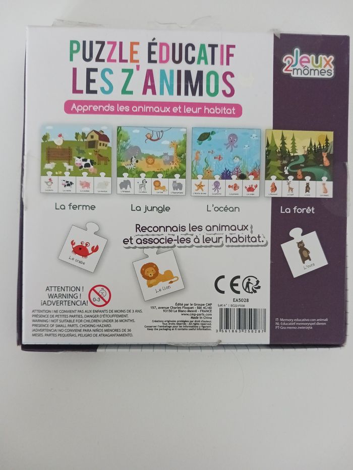 Puzzle éducatif animaux - photo numéro 3
