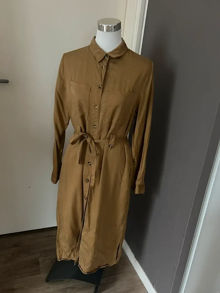Frnch robe, longue, Midi beige, Camel, femme, taille L/40