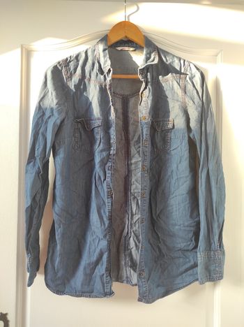 Chemise en jean cintrée bleu brut camaïeu