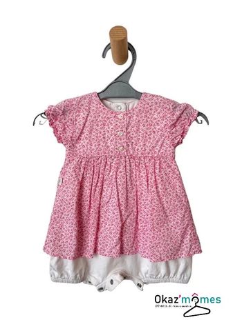 Combinaison courte effet "2 en 1" (robe + bloomer) motif liberty - 3 mois