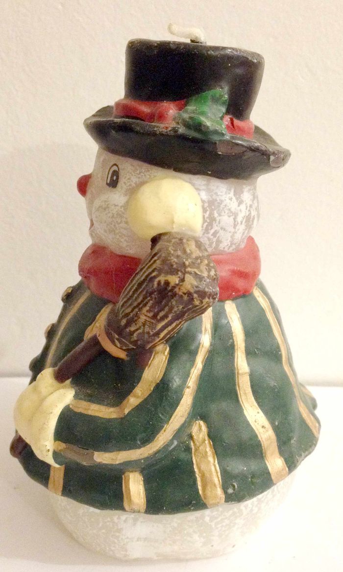 Bougie bonhomme de neige pour décoration de noël ou autre - photo numéro 2