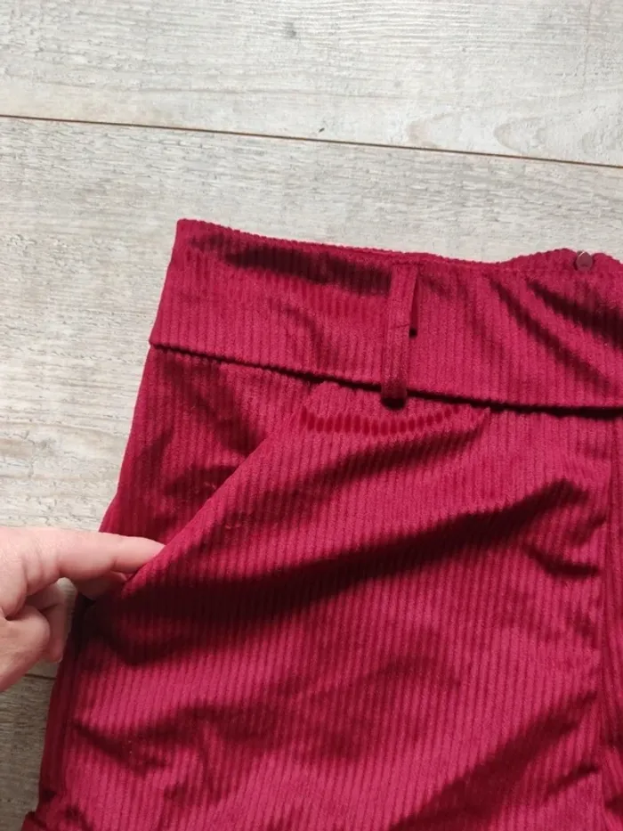 Short taille haute velours côtelé rouge bordeaux avec poches taille L Laçati neuf - photo numéro 3