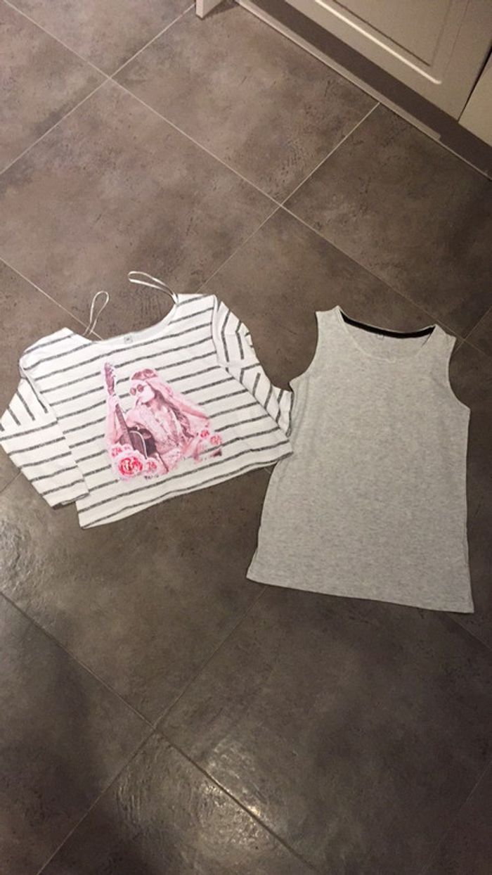 2 pièces - à superposer 10 ans style hippie - haut fille gris