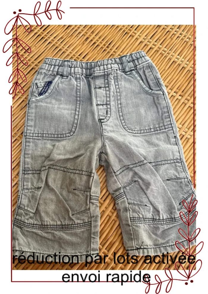Pantalon obaibi 6 mois en jeans gris - photo numéro 2